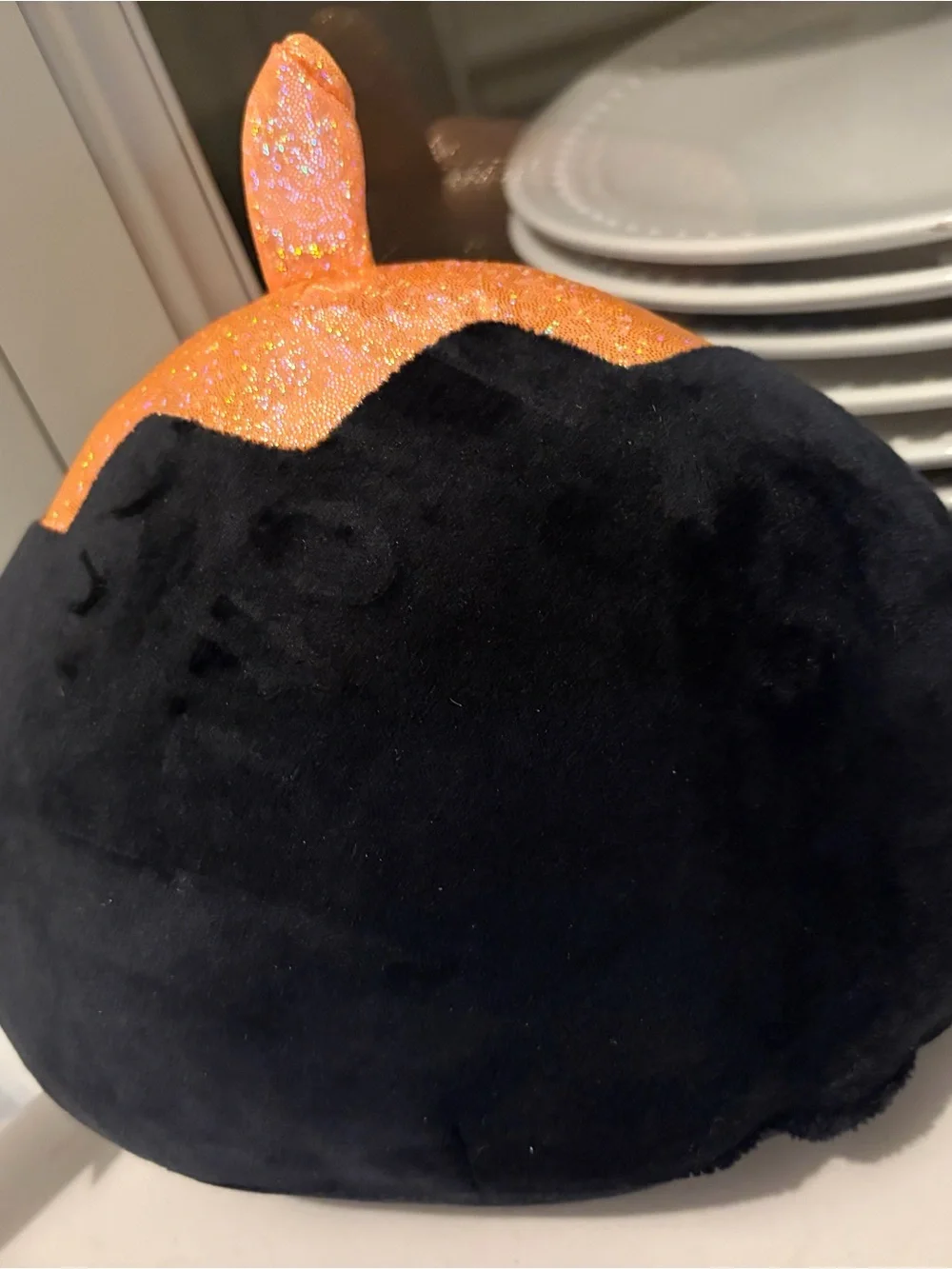 Black and Orange Pumpkin Plush Decorative Pillow - Halloween Accent